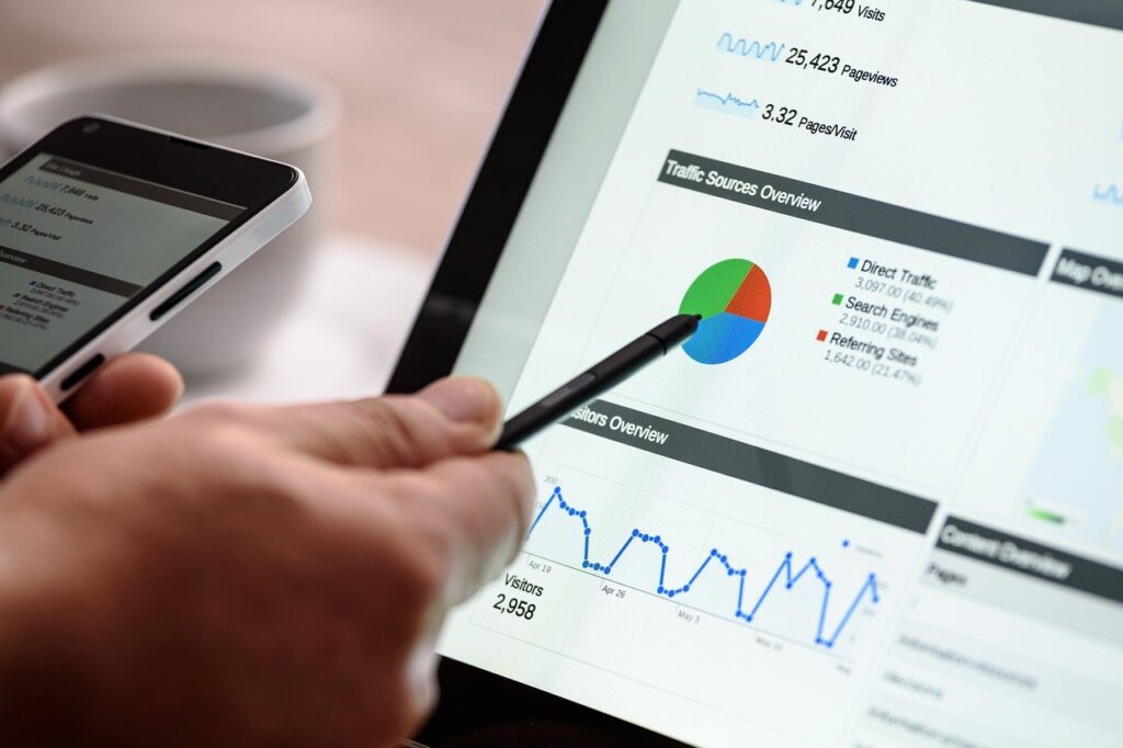 Marketing strategist presenting SEO audit results to construction client