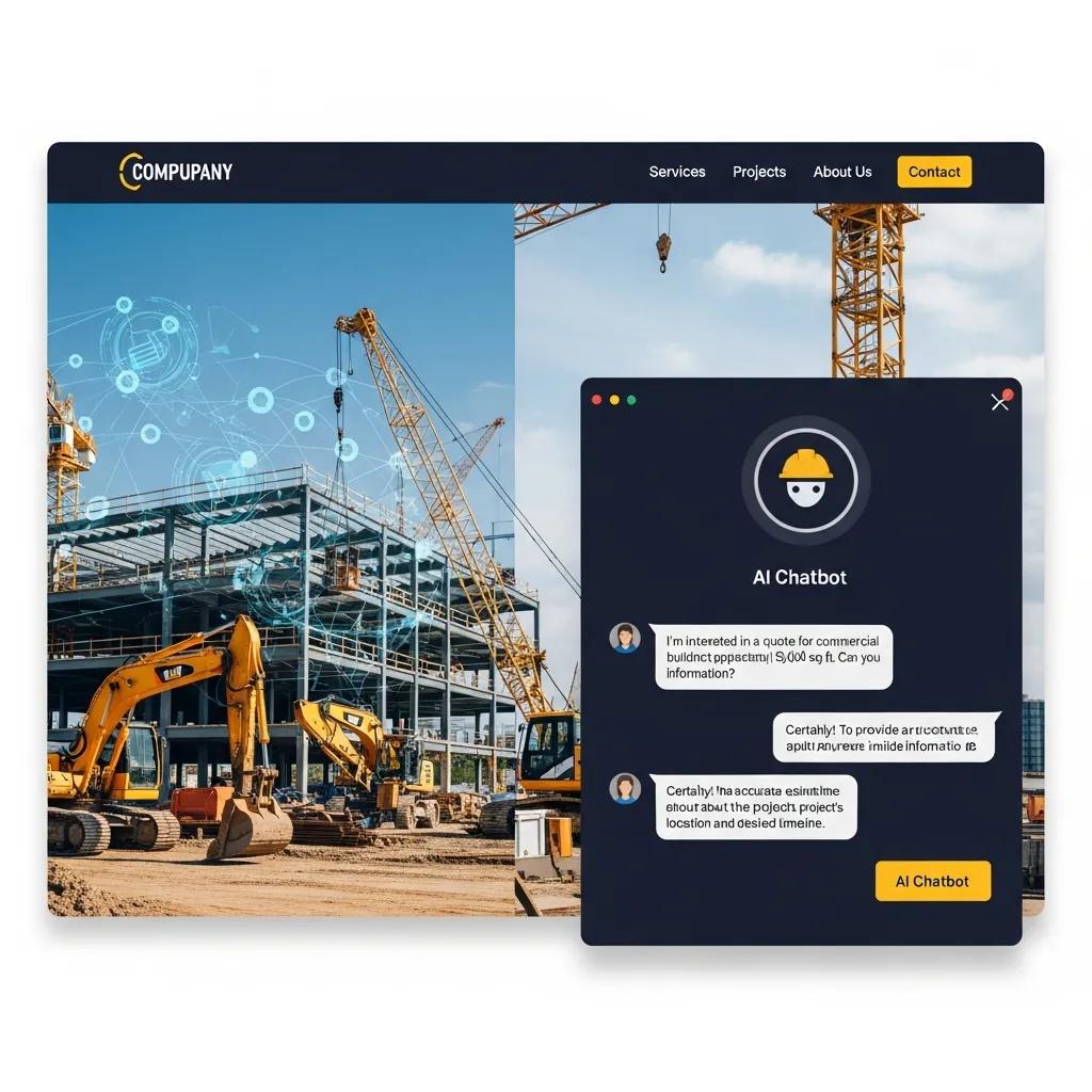 AI chatbot engaging with a client on a construction company website
